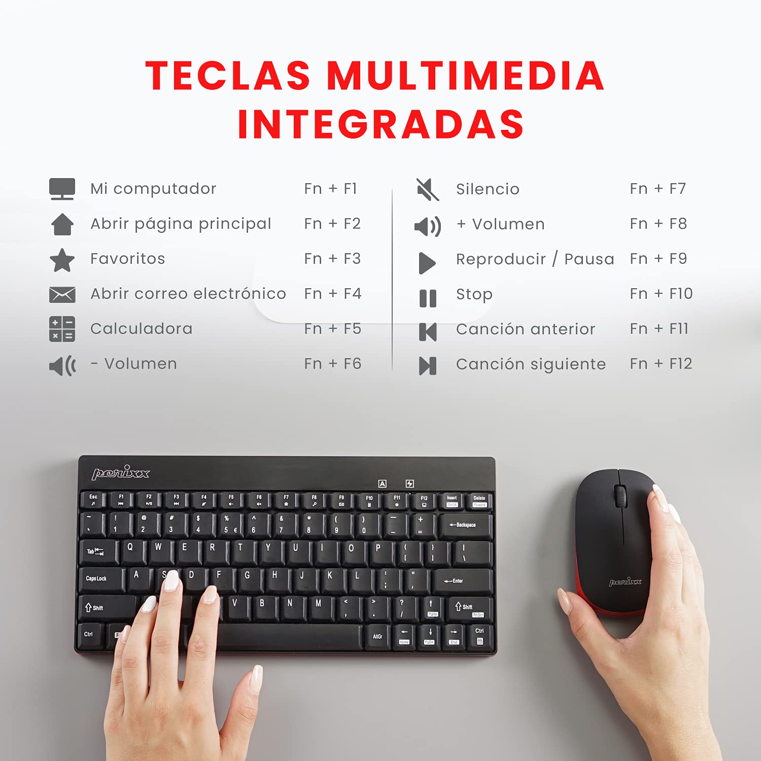 PERIDUO-712B ES Combo de teclado y mouse inalámbricos - Negro - QWERTY 3