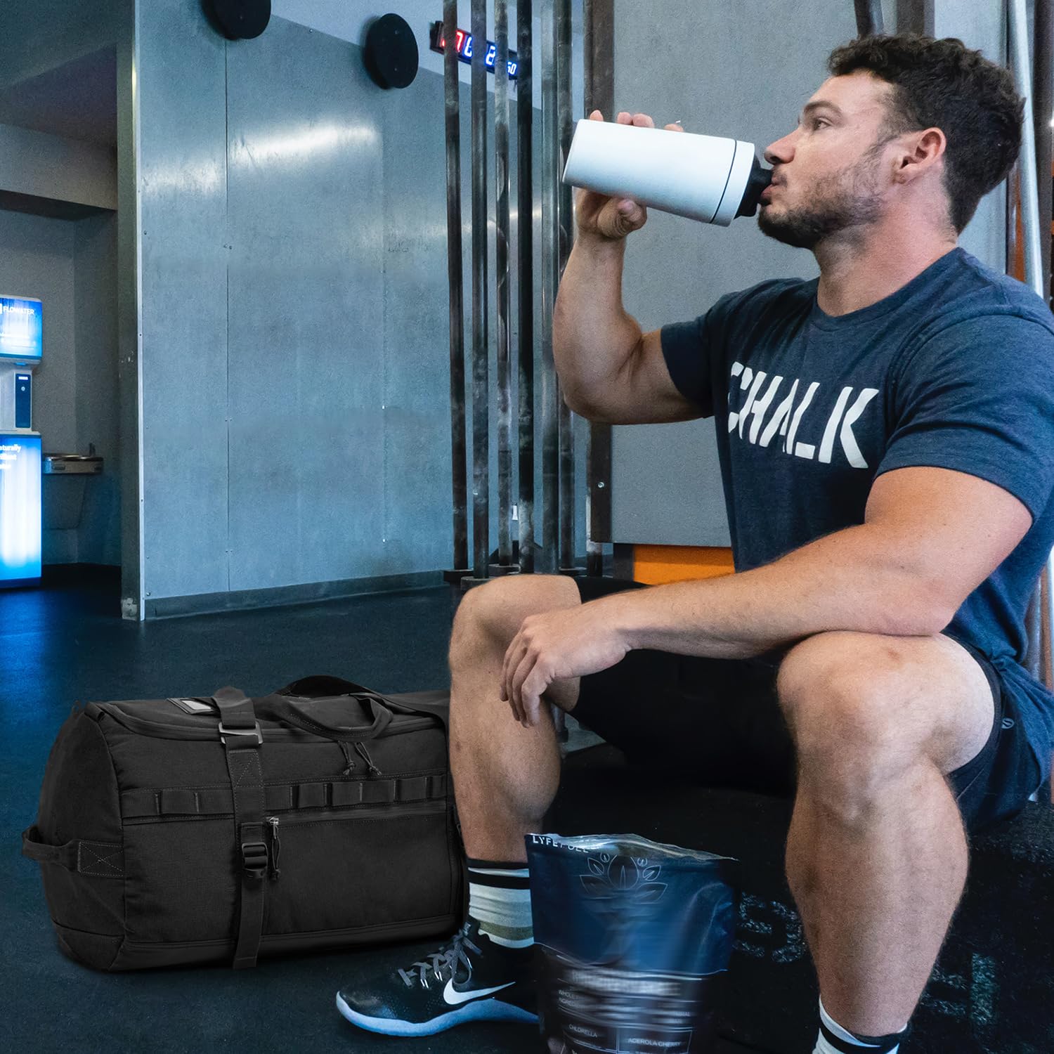 Lyweem Sports Gym Bag Mens, Large 60L Tactical Travel Duffle Bag with Shoes Compartment Women, Overnight Duffel Bag Backpack - Image 4