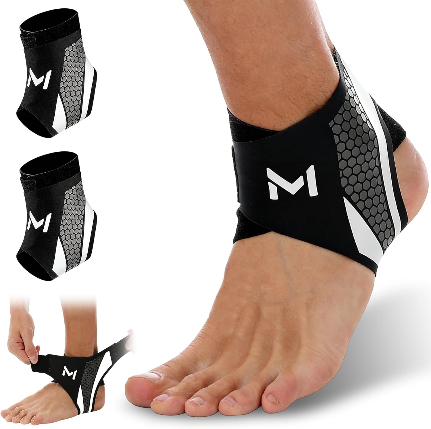 2 Pack Ankle Brace Compression Support Stabilizer for Men Women, Adjustable Lace up Ankles Sock,Basketball Ankle with Straps for Breathable Support for Sports Training and Daily Activity