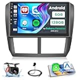 [8-Core 6+128GB] Android 15 Car Stereo for 2008-2012 Subaru Forester Impreza WRX Radio, 9 Inch IPS Touch Screen Radio Wireless Apple Carplay Android Auto, Bluetooth GPS WiFi 32EQ/DSP/FM/SWC Backup Cam