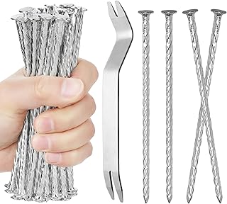 150 Pack 6 Inch Turf Nails for Artificial Grass Galvanized Metal Turf Landscape Stakes Spiral Spi...