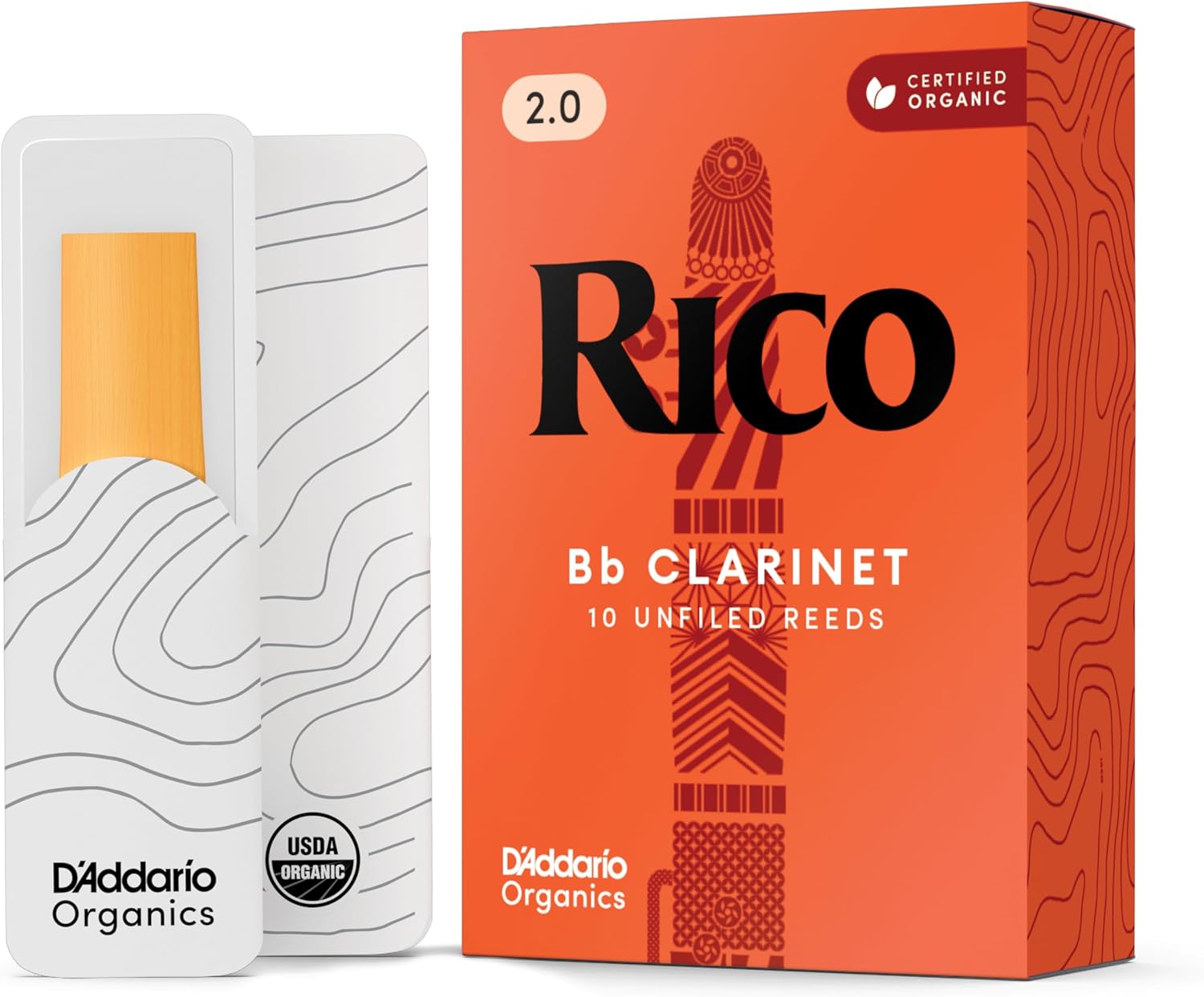 D’Addario Woodwinds, Rico Bb Clarinet Reeds, RCA1020, Strength 2.0, 10-pack