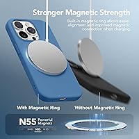 Vista 828 de GONEZ Funda de silicona para iPhone 15 Pro Max, compatible con Magsafe, protector de cámara + protector de pantalla, forro de microfibra suave Negro