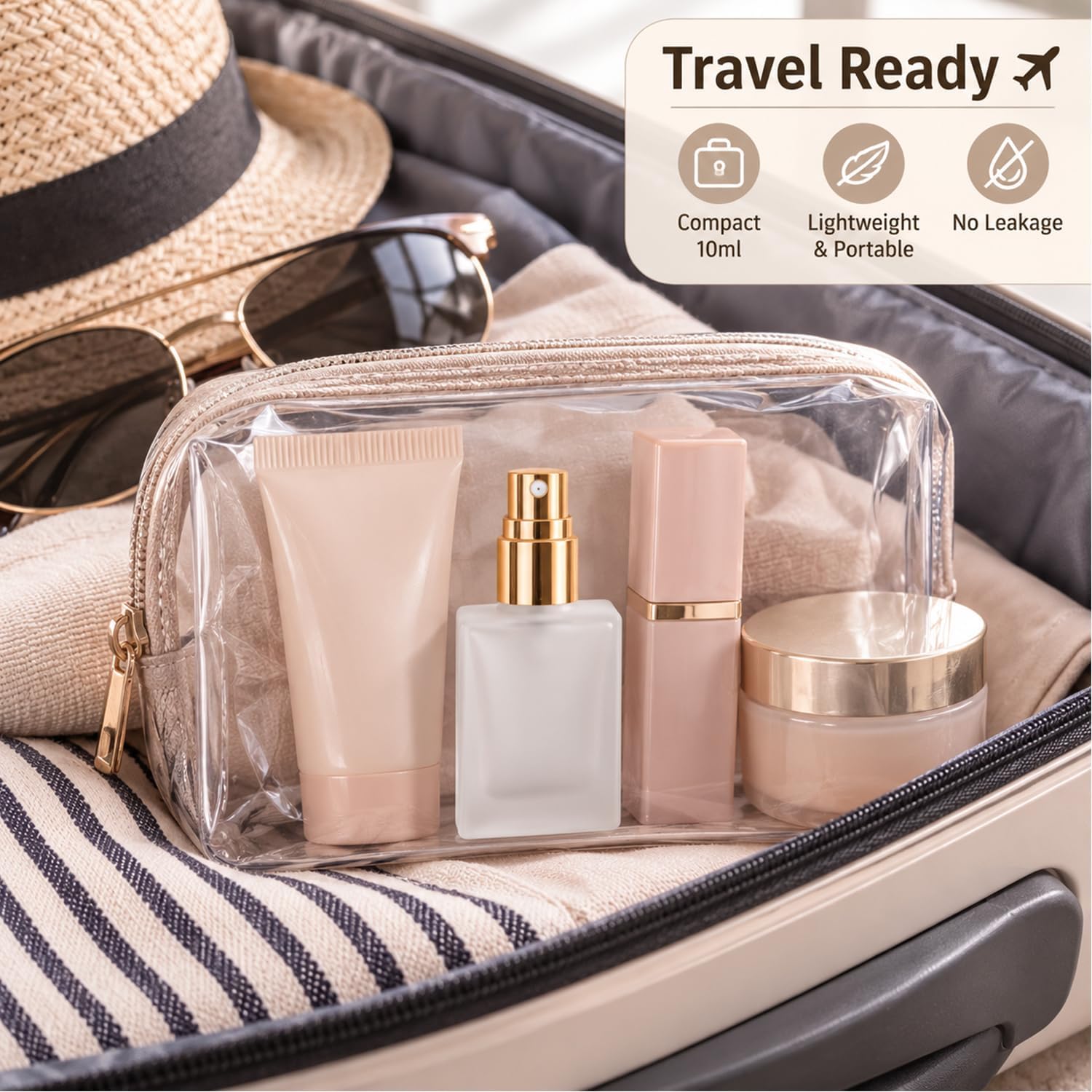 10 Pack 10ml Frosted Glass Perfume Spray Bottles Refillable Fine Mist Atomizer with Gold Sprayer Empty Travel Perfume Bottles for Essential Oils, Cologne & DIY Fragrance