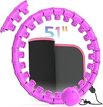 KRIPESH Fitness Weighted Hula Circle for Adults Weight Loss, Infinity Fitness Hoop Plus Size 52 Inch with Sweat Belt, Include 24 Detachable Links and Waist Trainer for Women(Design-2)