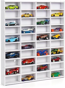 Krafetto Toy Car Display Shelf, Holds 40 Diecast 1/64 Toys Car, Wall Mount Model Cars Storage Organize Case