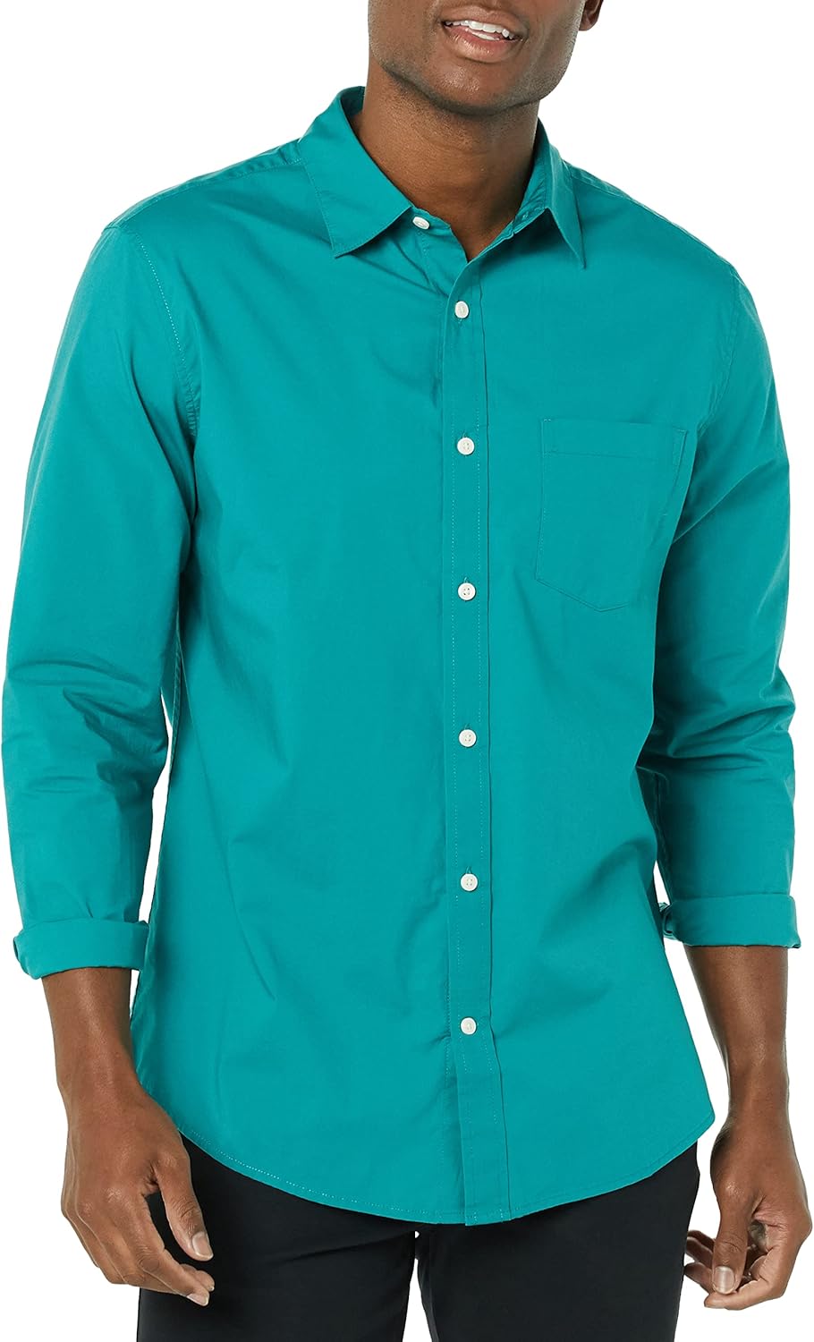 Amazon Essentials Men's Long-Sleeve Regular-fit Stretch Poplin Shirt - Image 4