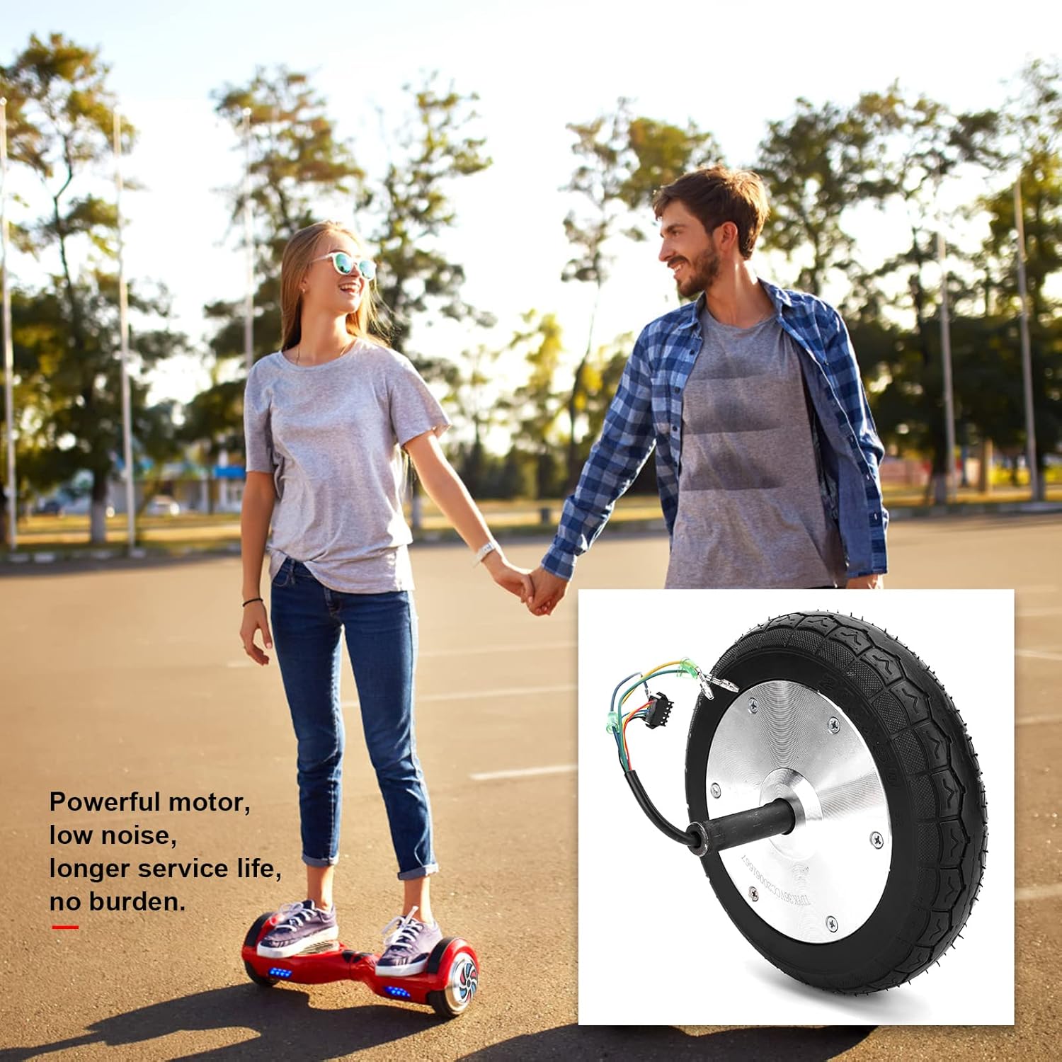 Electric Scooter Wheel Hub Motor, 350W Powerful, Low Noise, for 8 Inch Balancing Vehicle, Rubber Alloy, Black