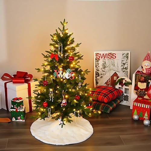 Miniatura 3 de Árbol de Navidad artificial de abeto de álamo temblón preiluminado de 6 pies, 1156 puntas de ramas de polietileno y PVC, 300 luces LED blancas