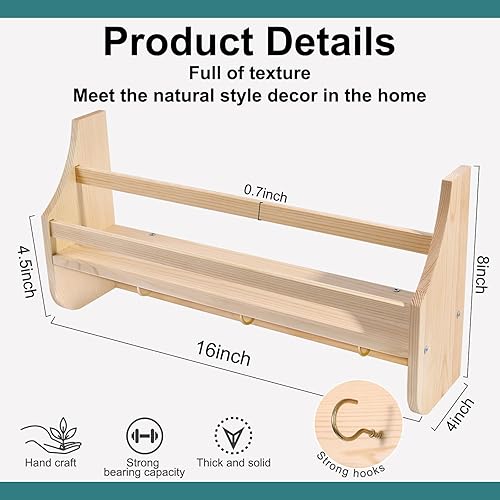 Miniatura 3 de MOFASVIGI Nursery Book Shelves, Set of 2 Floating Bookshelves for Kids Room, 16in Natural Wood Book Shelf Wall Mounted for Baby Teen Boys Girls