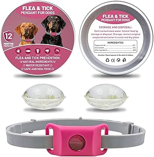 ZVD Halsband gegen Parasiten für Hunde, natürliches Anti-Pestizid, Anhänger für Flöhe und Zecken für Hunde, 100 % natürliche Inhaltsstoffe, schützt vor Flöhen und Zecken (Rosa)