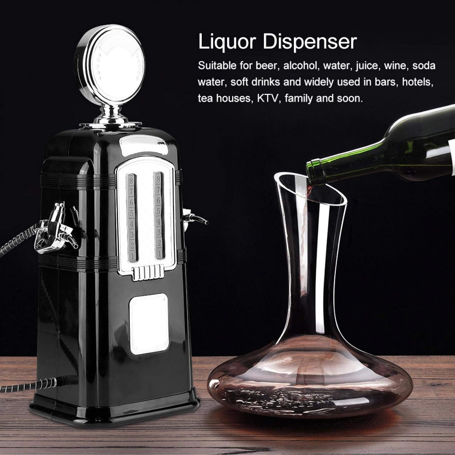 EVTSCAN Beer Dispenser, 1000cc Double Guns Wine Beverage Pump Liquor Alcohol Beer Dispenser Bar Accessories(Black)