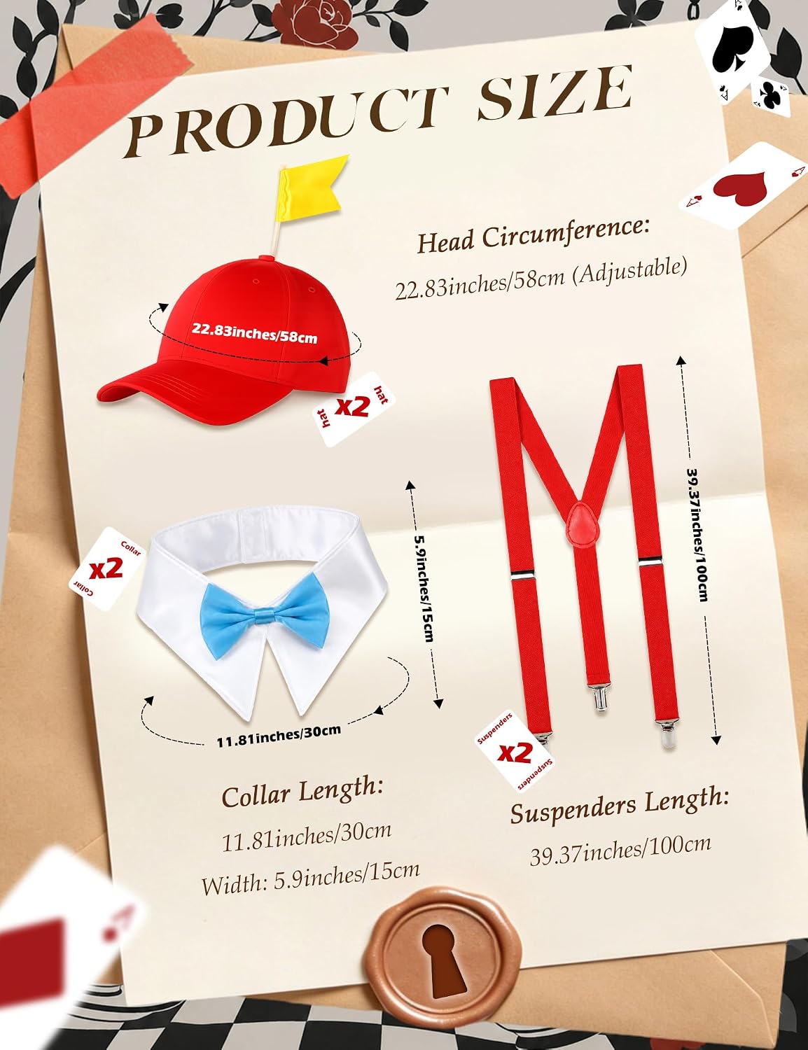6Pcs Red Cap Costume Adult Funny Couple Halloween Accessories