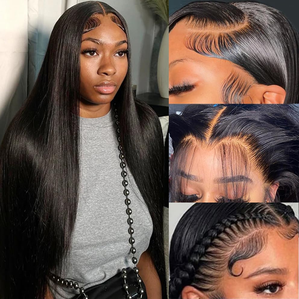13x6 Straight Frontal Wigs Human Hair 180 Density 13x6 HD Lace Front Wigs Human Hair with Baby Hair Straight Glueless Wigs Pre Plucked for Women 26 Inch