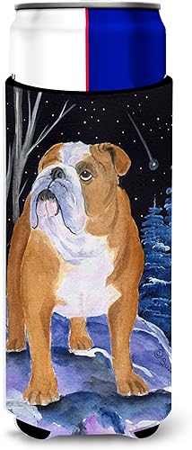 Caroline's Treasures SS8405MUK Starry Night Bulldog Inglés Ultra Hugger para latas delgadas puede enfriar la manga Hugger Lavable a máquina Funda de