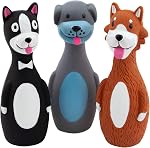 Chiwava 3 Pack 5.7 Inch Squeaky Latex Dog Toys Standing Stick Dog Dog Toy Puppy Fetch Interactive Play for Small Dogs