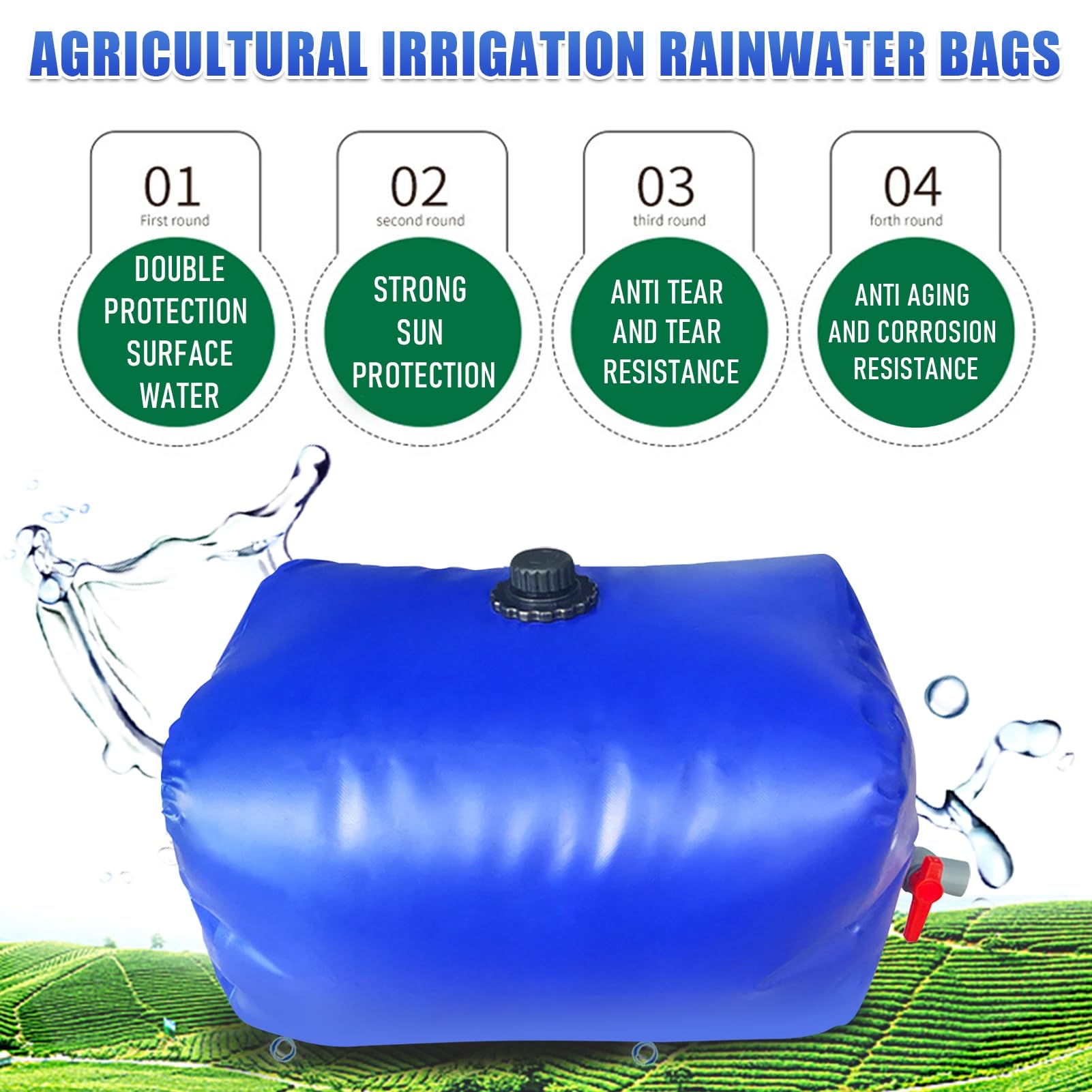 Serbatoio dell'acqua da 1000 litri, serbatoio pieghevole per emergenza/resistenza alla siccità/irrigazione agricola/camper/campeggio blu