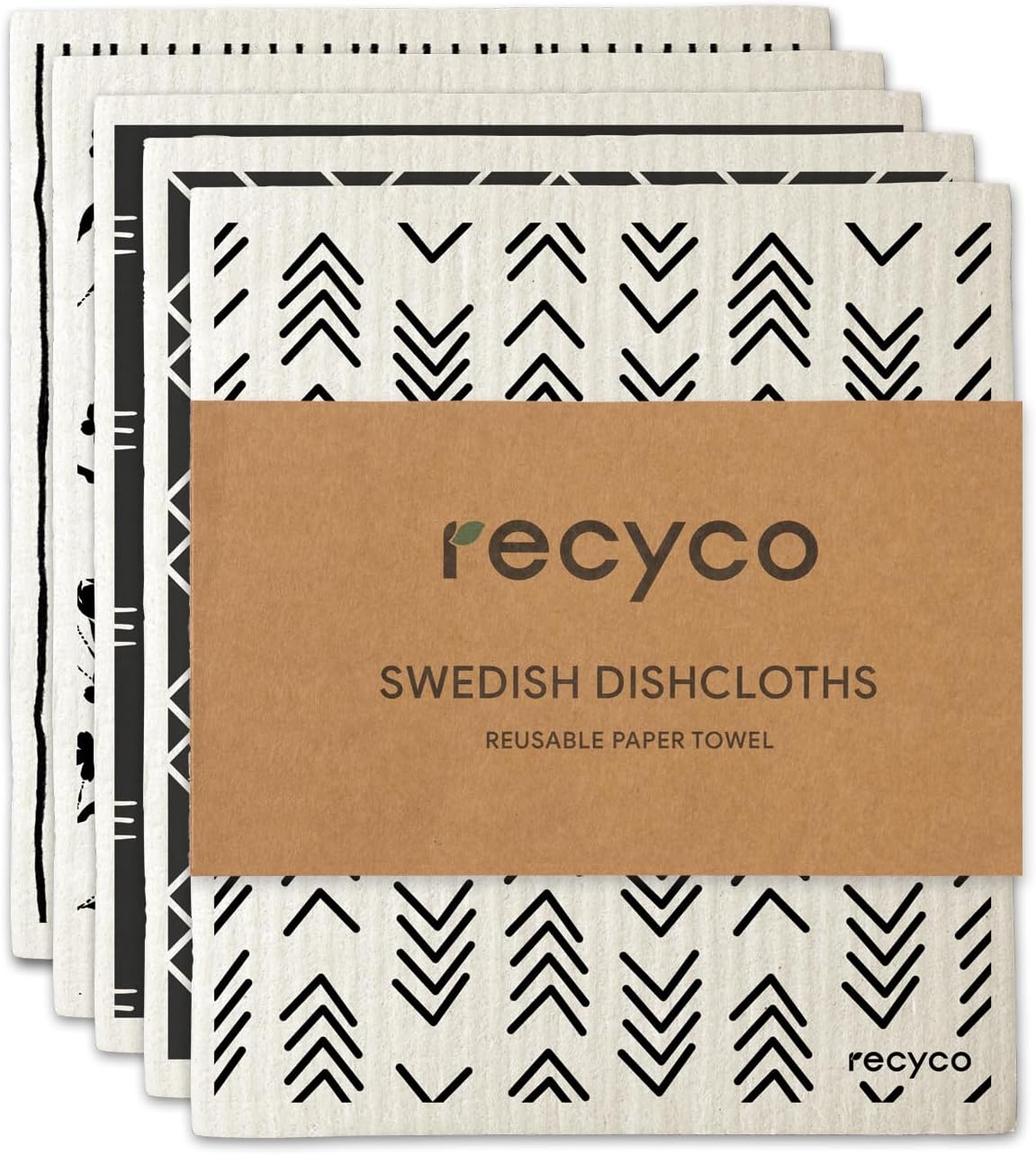 RECYCO Swedish Dish Cloths 5 Packs,EcoFriendly Sweden Kitchen Dish