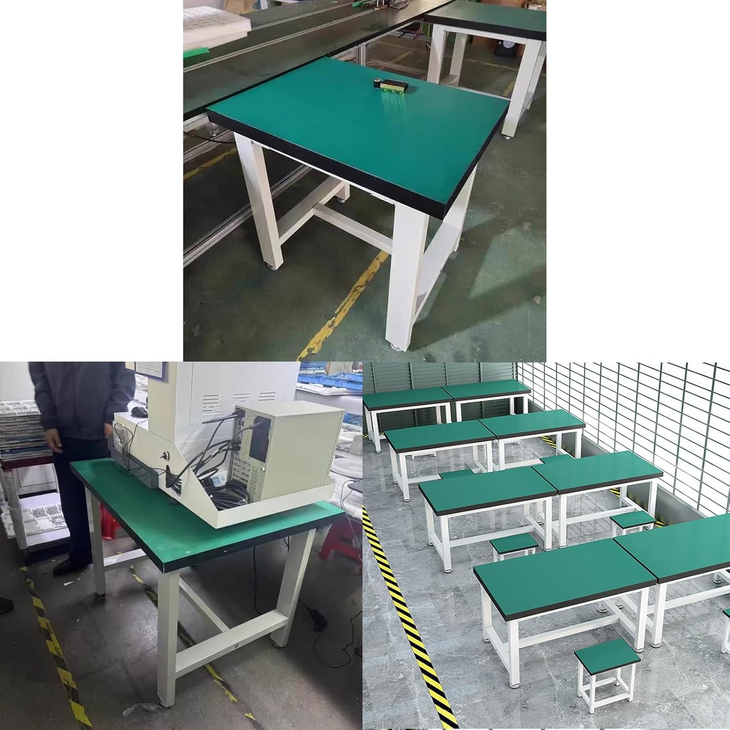 Heavy Duty Factory Workshop Work Table Antistatic Rubber Mat High Temperature Baking Paint Process Adjustable Height Non-Slip Foot Pads