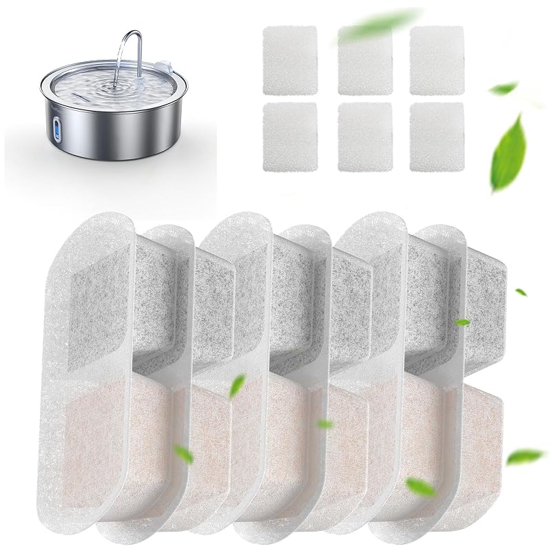 Refil com Filtros e Esponjas para Fonte de Água FEELNEEDY FN-W14, Pacote com 6