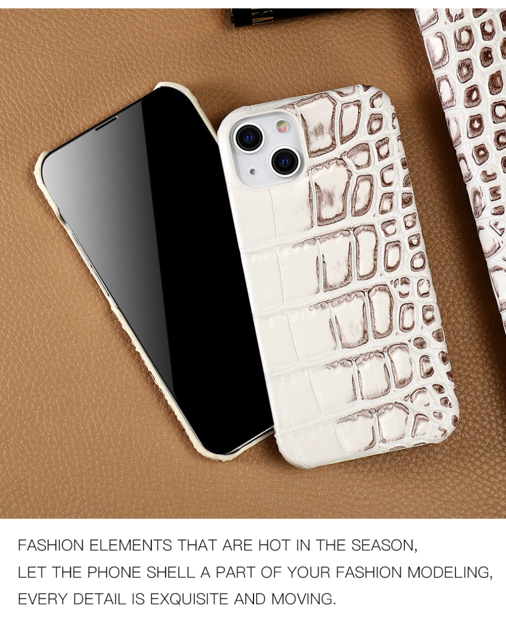 Amazon.co.jp: ホワイトクロコダイルパターンレザーフォンケース