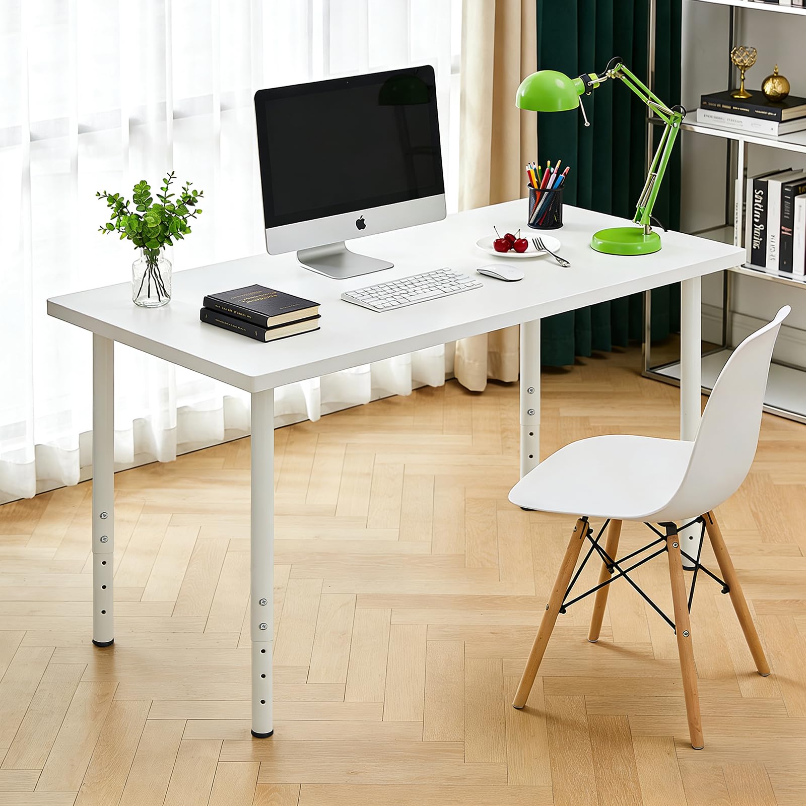 QLLY Runde Tischbeine Metall Weiß 4 Stück Ø50mm Schreibtischbeine Höhenverstellbar 60-100cm Möbelfüße Heavy Duty Metall Tischbeine für Home Office Schreibtisch (4, Weiß)