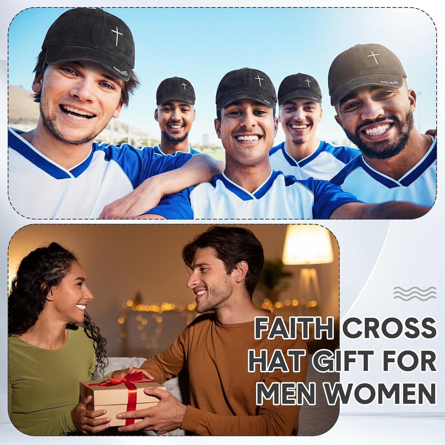 6 Pcs Christian Gifts Hats for Father's Day Embroidered Jesus Cross Baseball Caps Religion Gifts for Men Church
