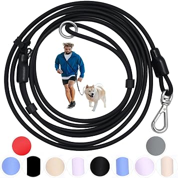 Hands Free Dog Leash Crossbody & Waist for Walking, 9-in-1 No Pull Dog Harness & Leash Set, Waterproof Training Slip Lead for Small Medium Breeds 8-20lbs, Black