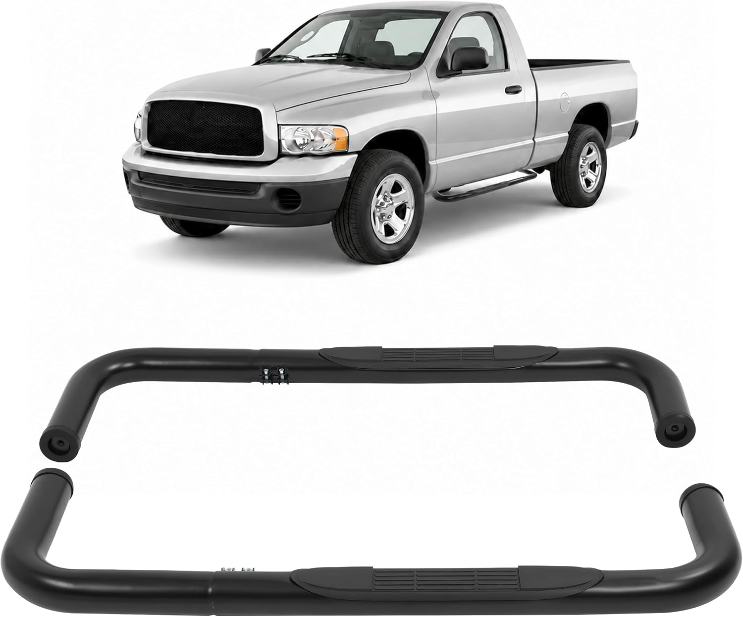 ALMULOO Side Steps Pair for 1994–2002 Dodge Ram Regular Cab Steel Powder-Coated
