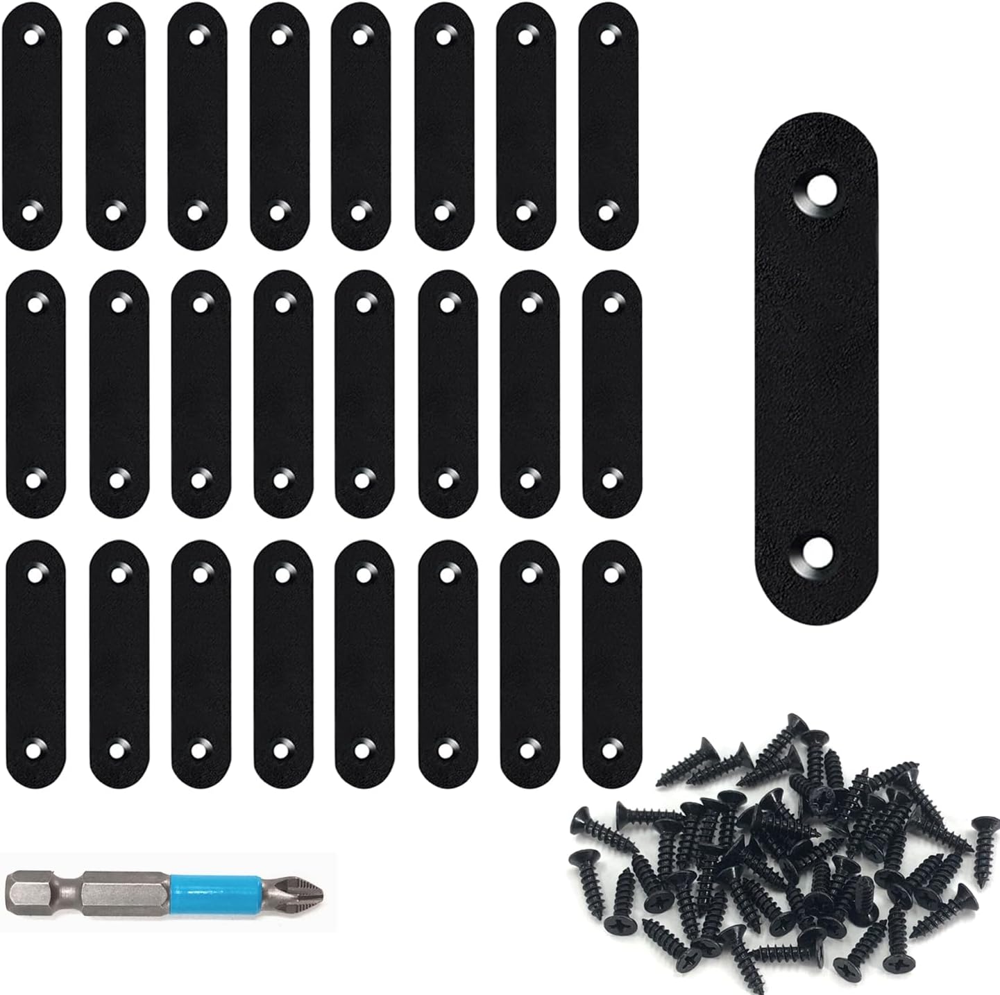 QSJ 26 Sets Flat Plate Straight Bracket Flat Brace Bracket Stainless Steel, 36mm/46mm/56mm/76mm Wood Brackets Mending Repair Plate Brace
