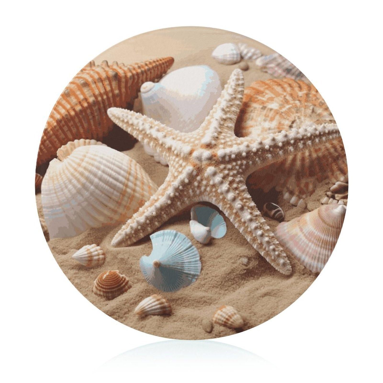 Seashells - Tabla de cortar redonda de estrella de mar fácil de limpiar, tablas de cortar para cocina de tamaño grande 7.9, tablas de cortar esenciales de cocina convenientes para carne y verduras