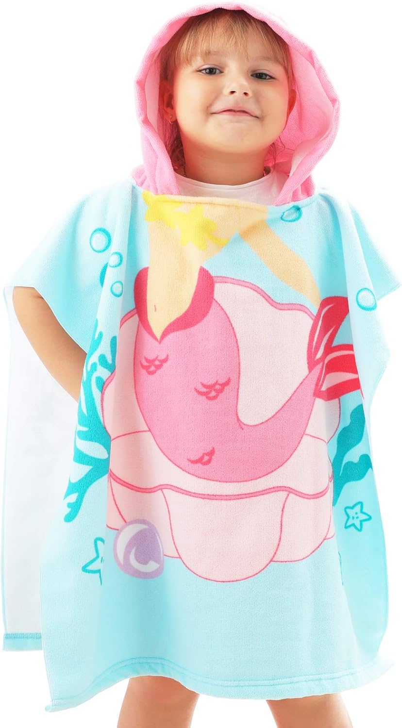 NovForth Kids Beach Towel for Boys Girls, Mermaid Hooded Bath Towel Wrap, Toddler Pool Towel with Hood - Image 5