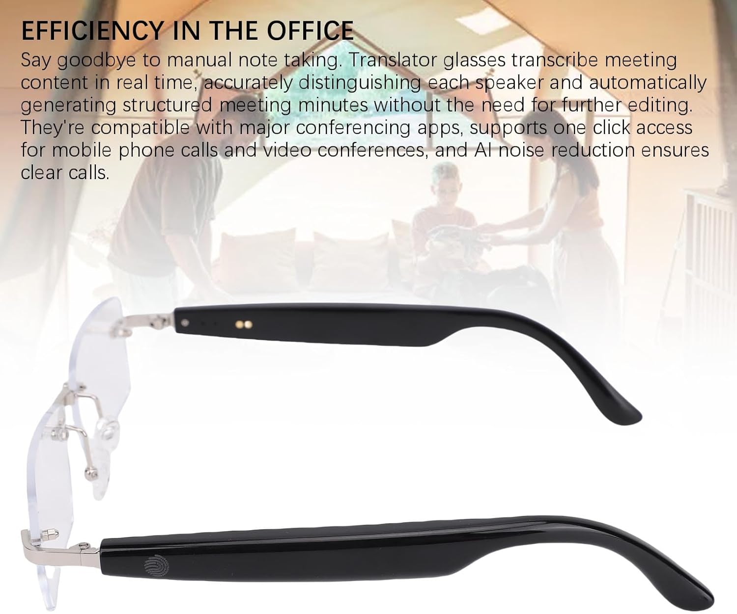 SUNGOOYUE AI Smart Glasses,5.4 Real Time Translation GPT & DeepSeek Support 98% Accuracy Multilingual AI Assistant with Noise Reduction for Business Travel Learning (Silver)
