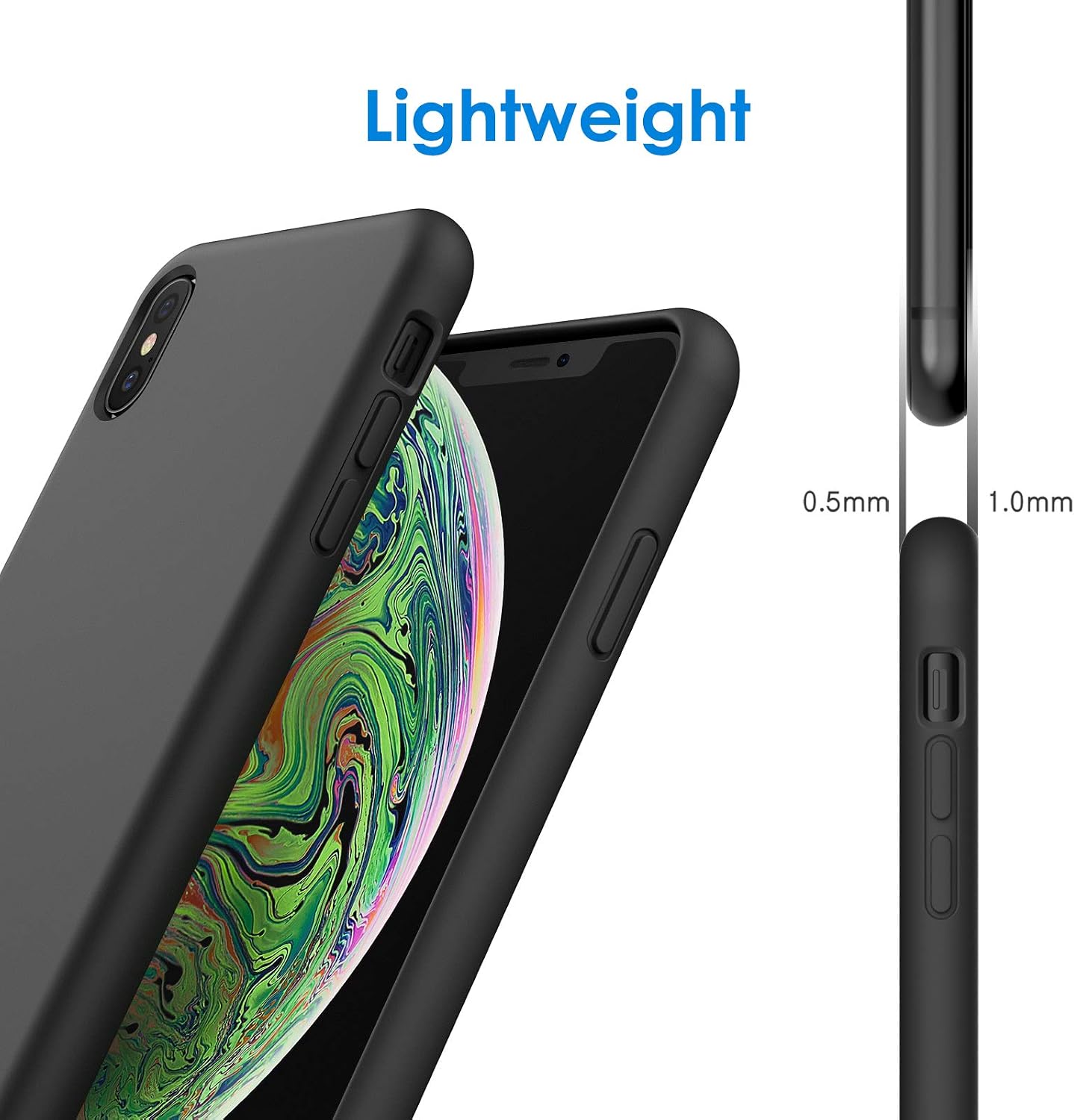 JETech Silicone Case for iPhone Xs Max 6.5-Inch, Silky-Soft Touch Full-Body Protective Case, Shockproof Cover with Microfiber Lining (Black)