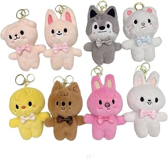 8 PCS Skz Keychains Stray skz Plush Keychains SK-ZOO Plush Keychain, Detachable