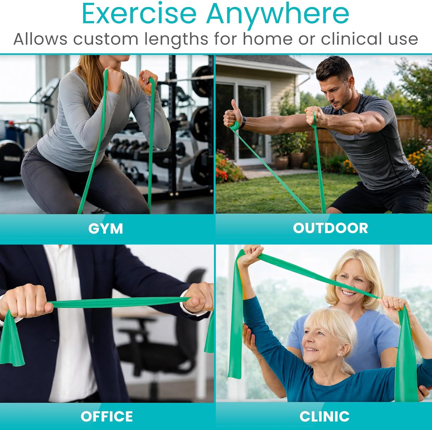 Vive Professional Resistance Bands - 25 Yard Non-Latex Roll for Physical Therapy, Lower and Upper Body Exercise Workout - Straight Elastic for Strength Training, Rehabilitation, Women, Men