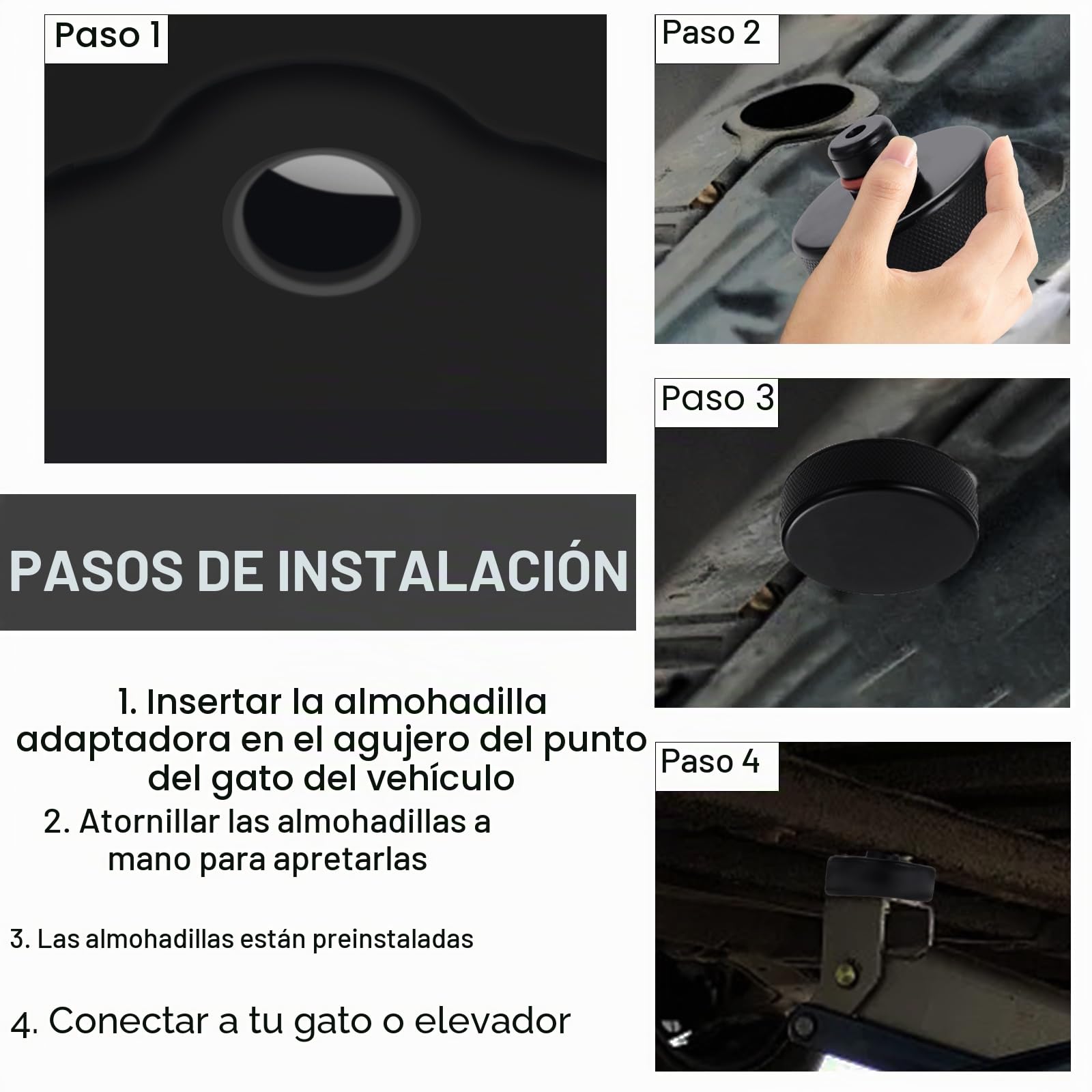 Almohadillas de gato para Tesla Model 3/Y/S/X, almohadilla de gato de elevación compatible con Tesla Model 3/S/X/Y, almohadilla de gato de goma apta para Tesla con bolsa de almacenamiento (QJDD