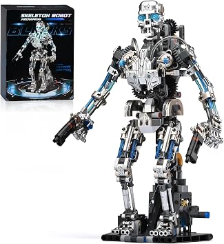 SATHIBI Mechanical Halloween Skull Robot Building Set for Adults Horror Gothic Skull Alien Model Home Office Decoration Skeleton Building Blocks Toys Gift for Men Kids Boys Age 8+
