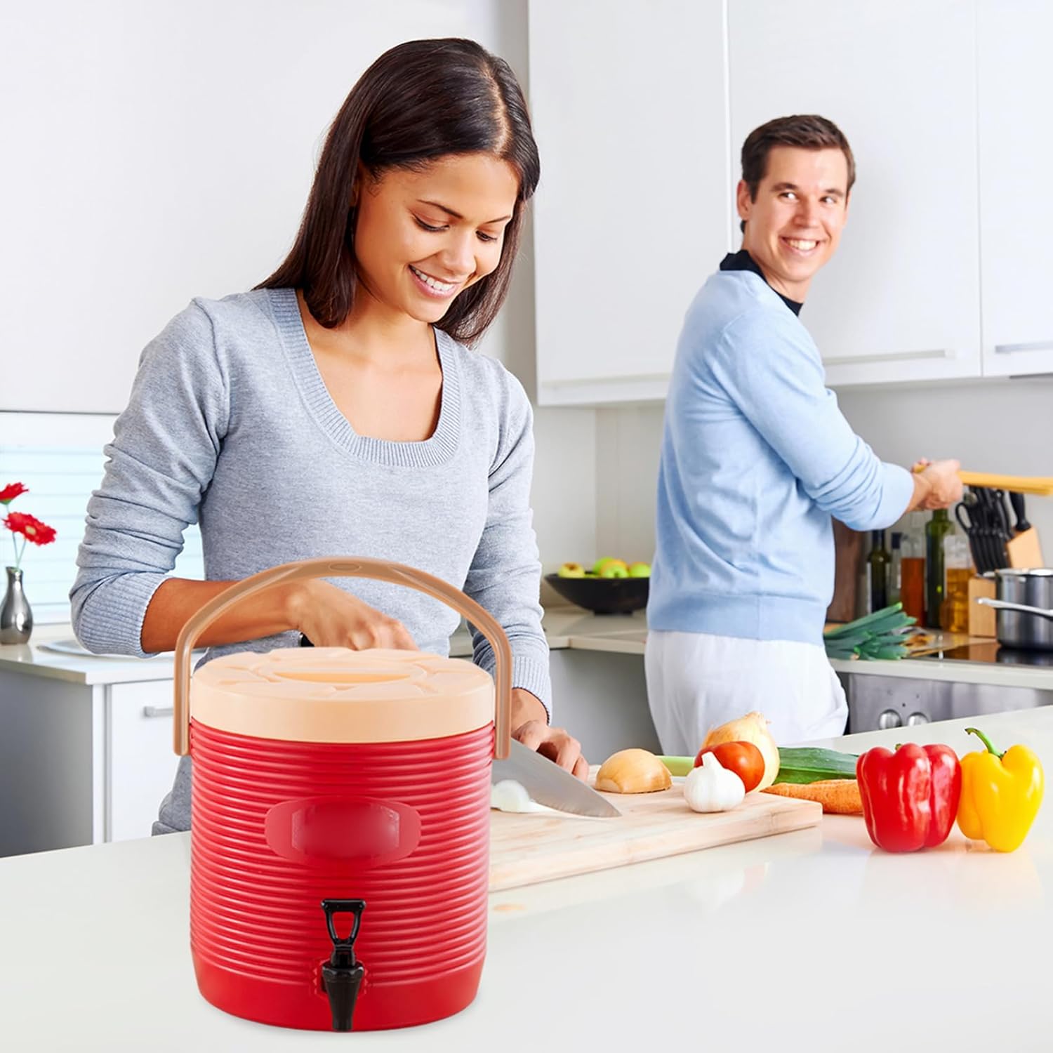 9L Insulated Stainless Steel Beverage Dispenser Tub with Spigot, Portable Hot & Cold Drink Server for Café Shop Bar Home Camping Parties.