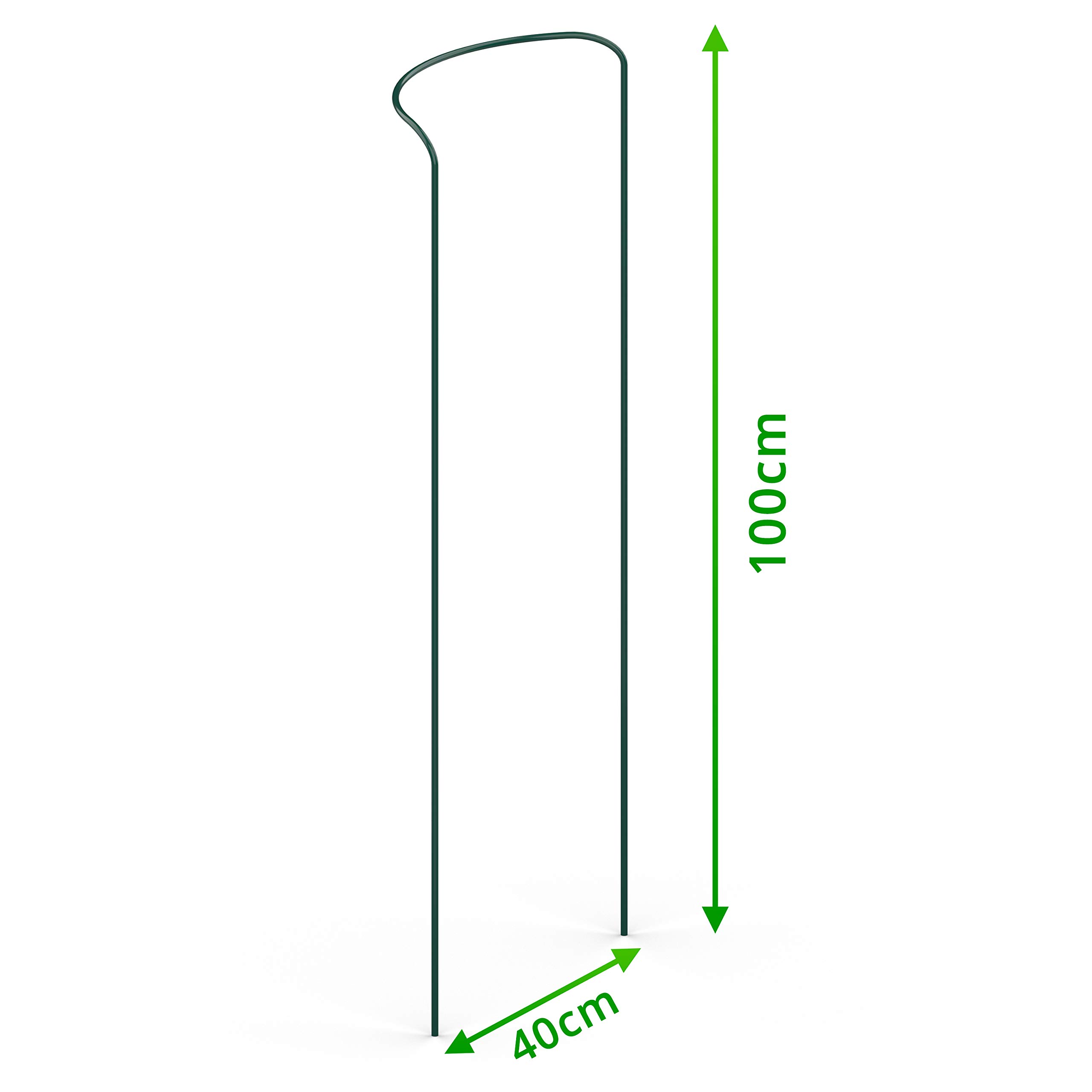 GardenGloss Podpórki Do Krzewów Ze Stali Powlekanej (10 Sztuk) - Uchwyt Na Byliny Półokrągłe 100 cm x 40 cm - Podpórka Pod Kwiaty Do Hortensji I Róż - Podpórka Do Roślin Ze Stali