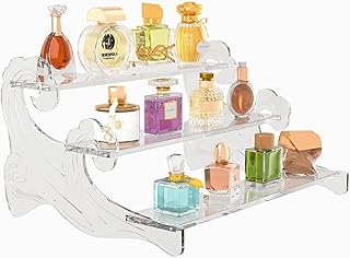 3-Tier Acrylic Display Shelf for Perfume Organizer, Cupcake Stand, Collectible Figures - Clear Fragrance Rack, Dessert Tower