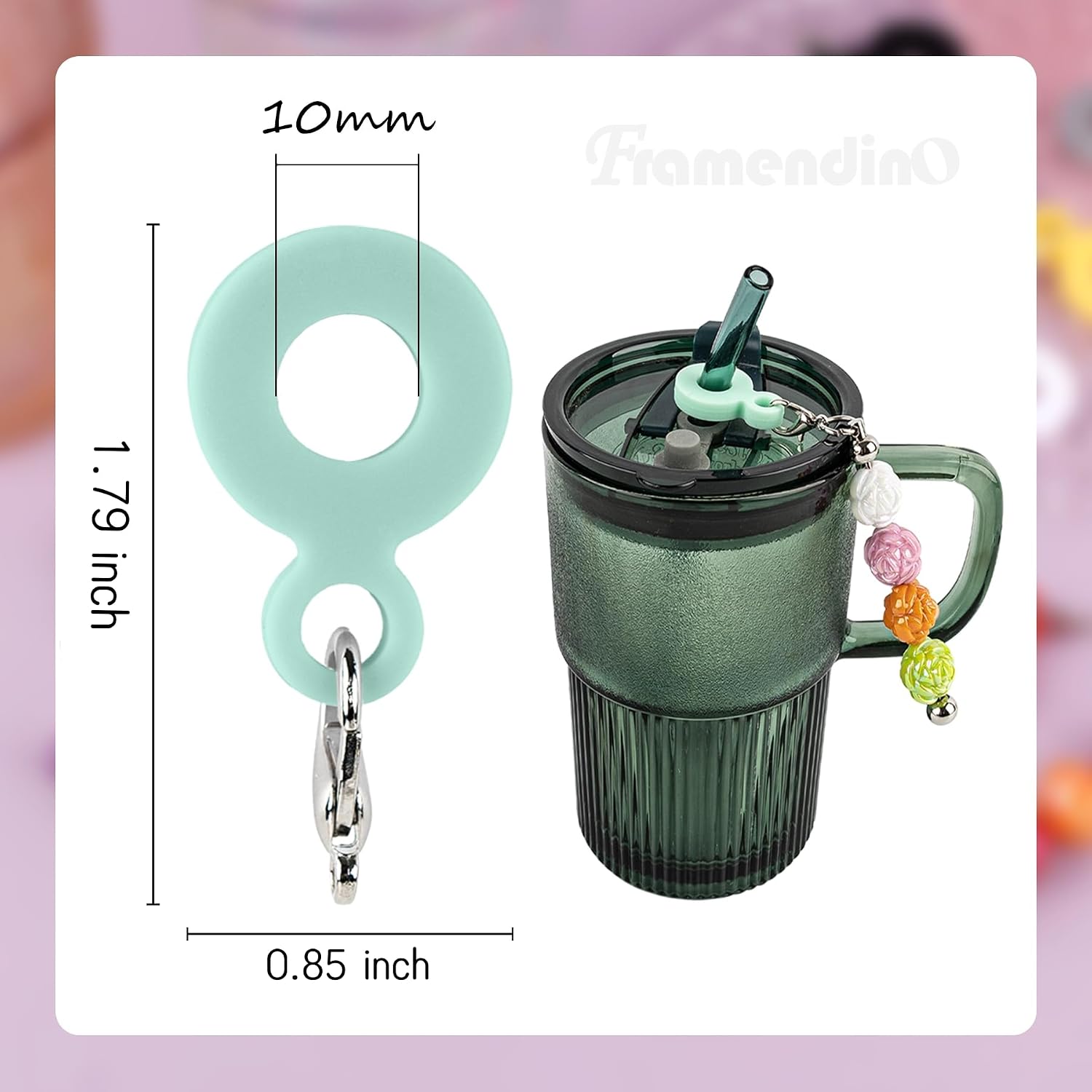 Framendino, 11 Pack Straw Charm Adapters Silicone Dangle Toppers Cup Accessories for Tumbler image 2