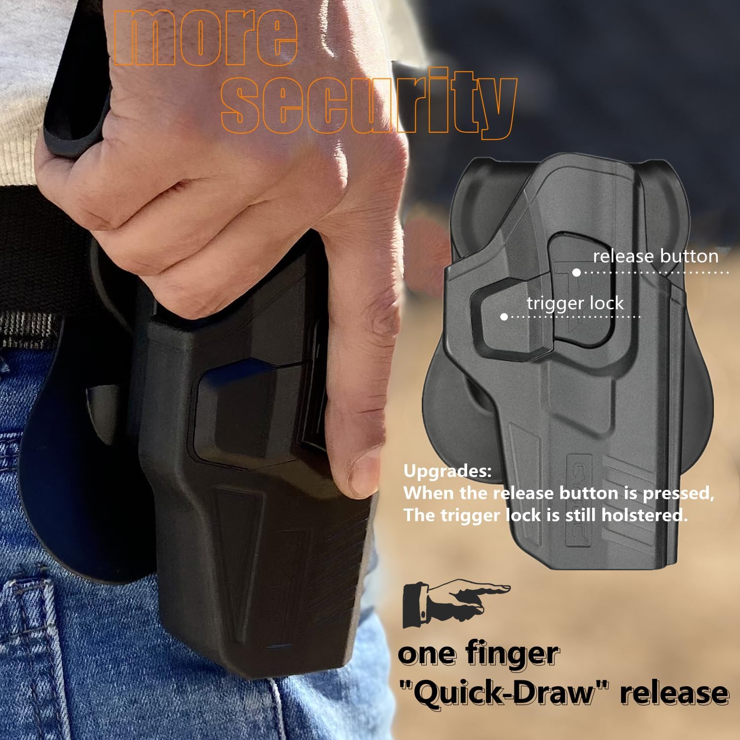 OWB Holster for Glock 17 22 31 Gen 1 2 3 4, Glock 17 Gen5, Glock 19 23 32 Gen 1 2 3 4 5 - Adjustable Tension & Cant | Index Finger Released -LH/RH Optional