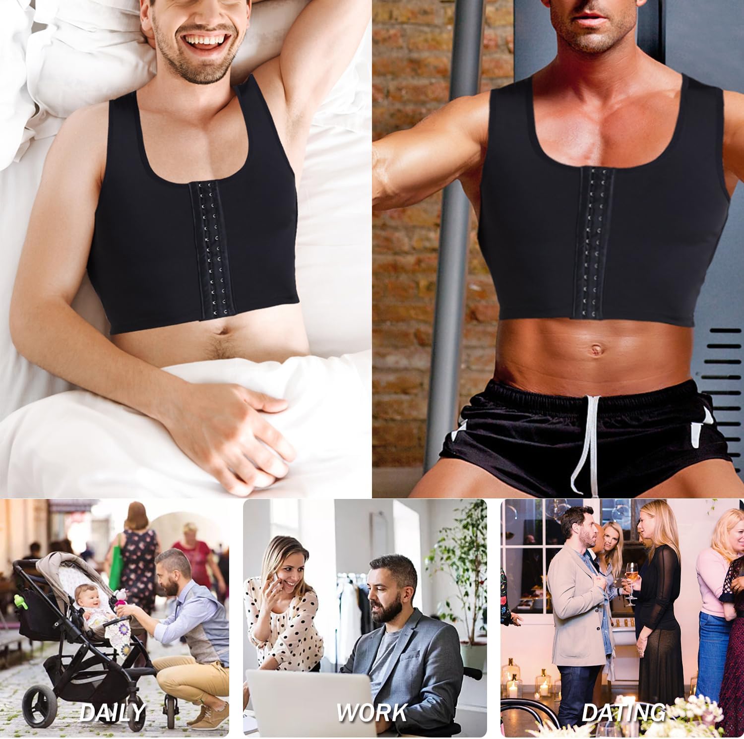 Men Compression Vest Slimming Body Shaper Hide Gynecomastia Chest Tank Tops Undershirt