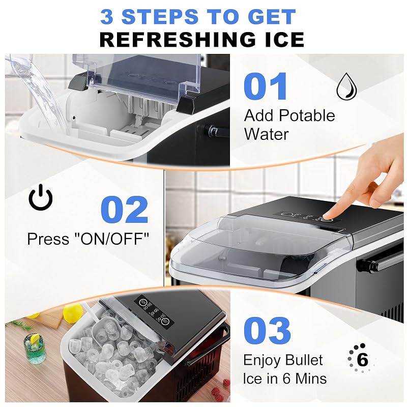 NEWBULIG Countertop Ice Maker Machine with Handle, Portable Ice Maker image 5
