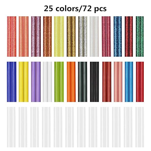 Miniatura 6 de ENPOINT Palitos de pegamento caliente de color, 72 barras de pegamento termofusible con purpurina, tamaño mini, 0.276 x 3.937 in, barras adhesivas