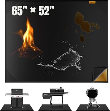 SHINESTAR 6552 Inch Under Grill Mats for Outdoor Grill for Protection | BBQ Grill Mat with Reinforced Metal Corners, Non-Slip Fire Resistant Mat for Blackstone, for Weber, Fire Pit and Fireplace