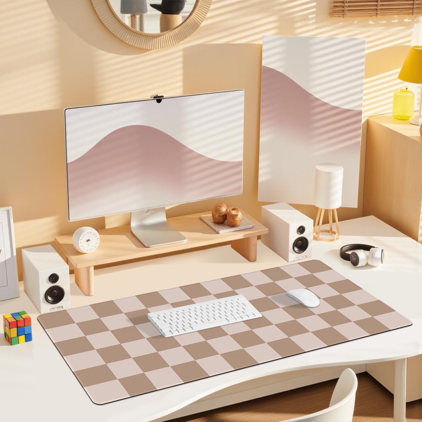 Alfombrilla de Mouse Grande para Escritorio, Alfombrilla de Mouse Grande para Juegos con Bordes cosidos, Base de Goma Antideslizante e Impermeable para Oficina, computadora, Teclado, Laptop
