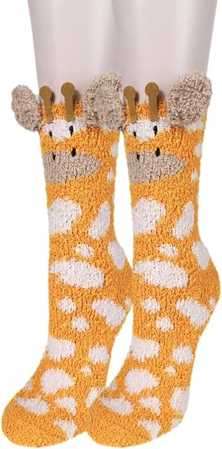Girls Womens Cute Funny 3D Cartoon Animals Soft Fluffy Home Sleeping Fuzzy Novelty Slipper Socks Gift