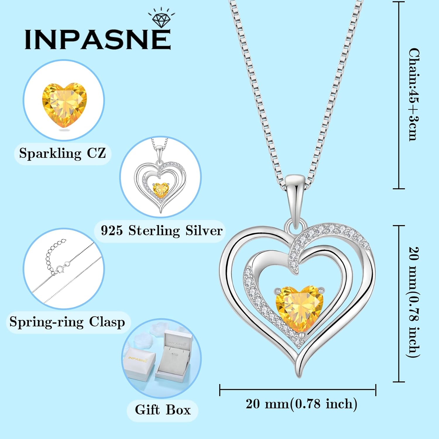 Love Heart Necklace for Women 925 Sterling Silver Birthstone Pendant Necklace Dainty Jewelry for Women Her Wife Mom - Image 6